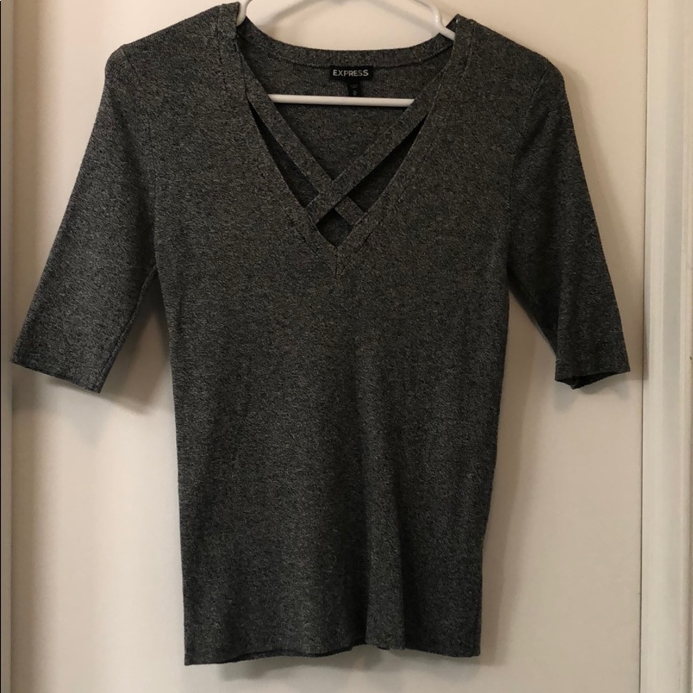 Grey Short Sleeved Criss Criss Express Sweater